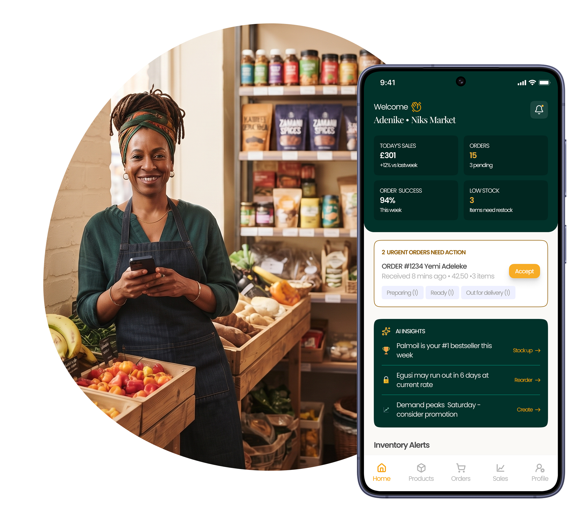 Vendor using the Agent Oja vendor app
