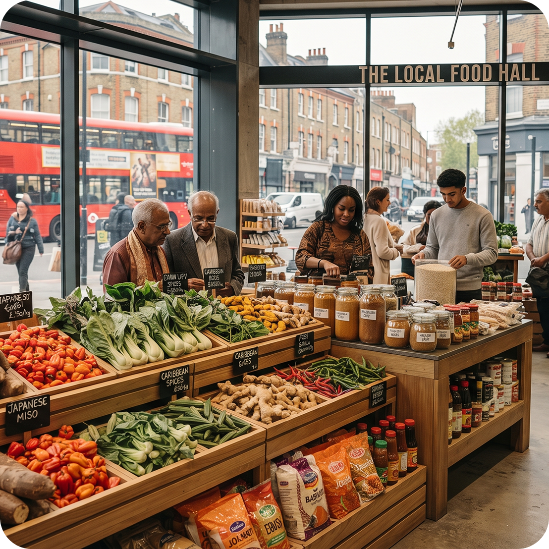 Fresh produce in a local food market